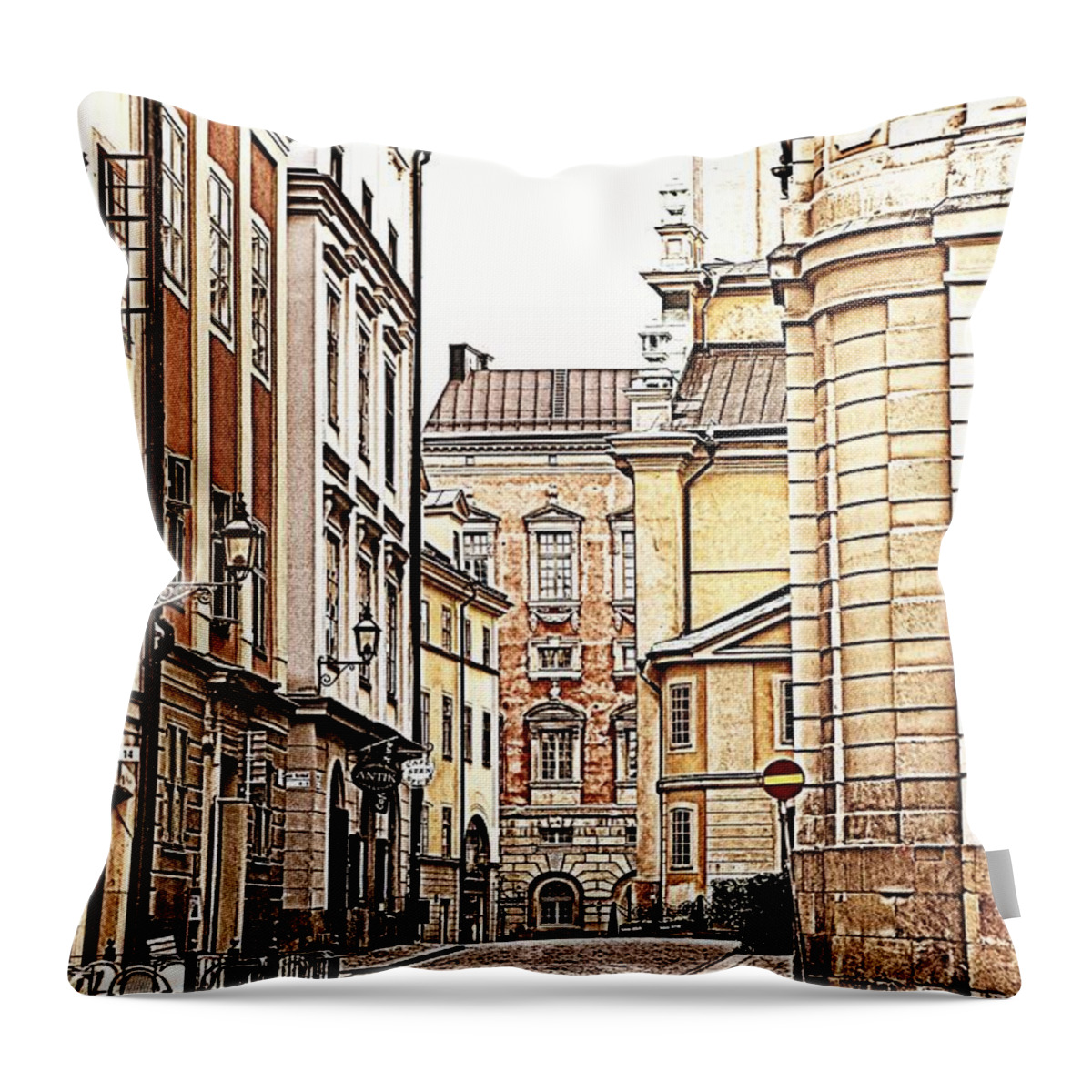 Gamla Stan Throw Pillow featuring the photograph Streets of Gamla Stan by Jenny Hudson