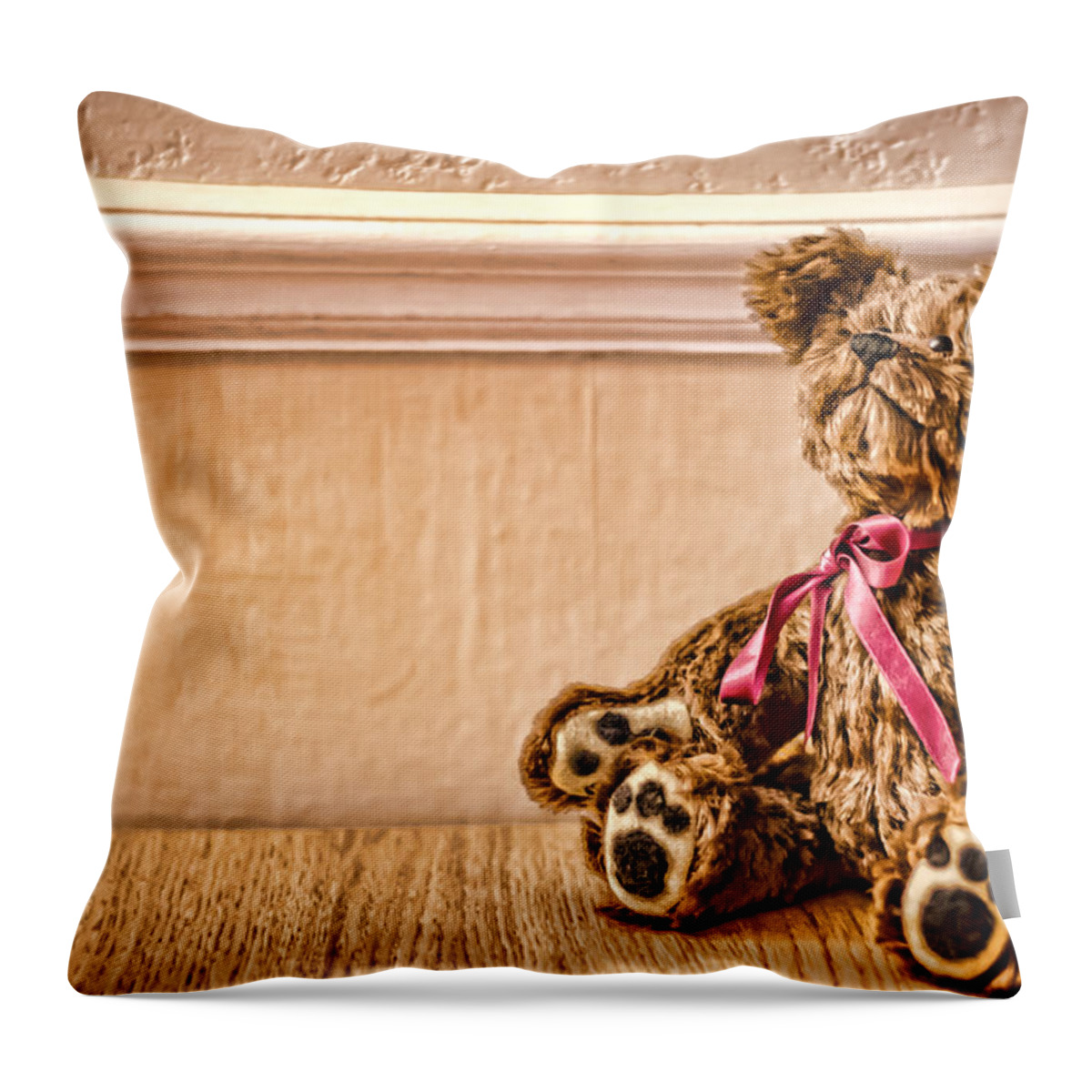 Teddy Bear Throw Pillow featuring the photograph Stuffed Friend by Heather Applegate