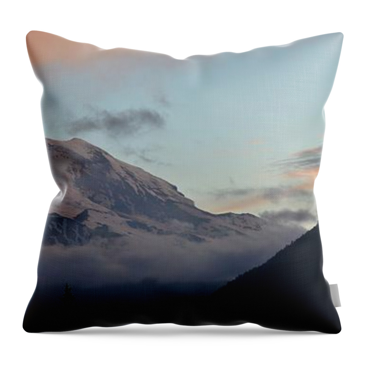 Mountain Throw Pillow featuring the photograph Summer sunset on Mt. Rainier by Frank Larkin