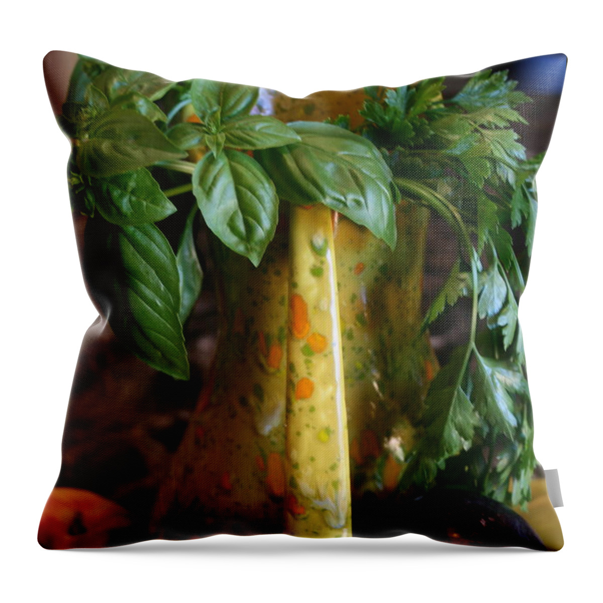 Still-life Throw Pillow featuring the photograph Summer's Bounty by Kay Novy