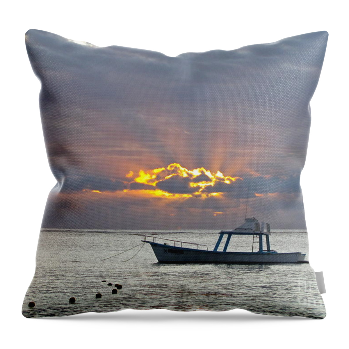 Photography Throw Pillow featuring the photograph Sunrise - Puerto Morelos by Sean Griffin