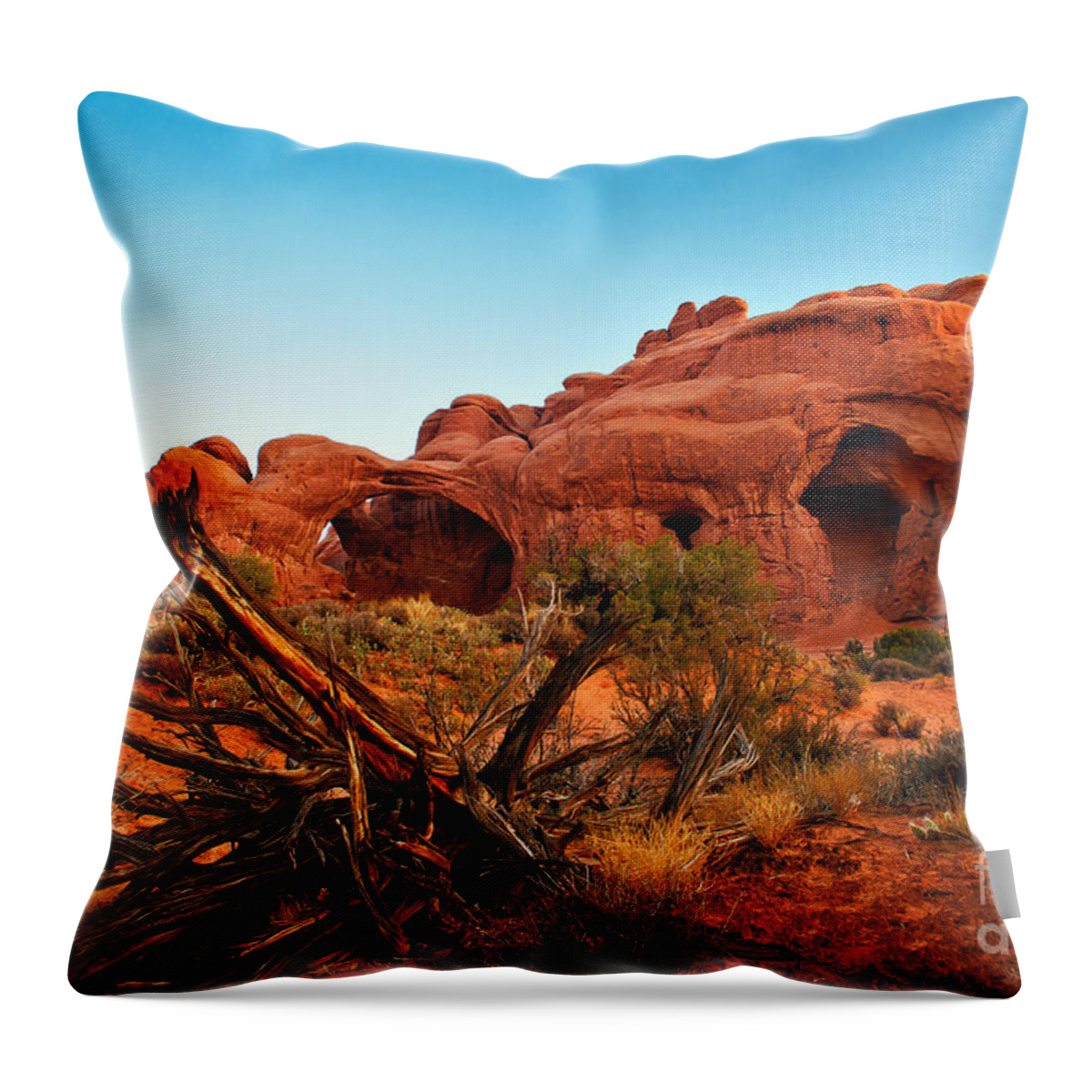 Arches National Park Throw Pillow featuring the photograph Sunrise at the Double Arches by Robert Bales