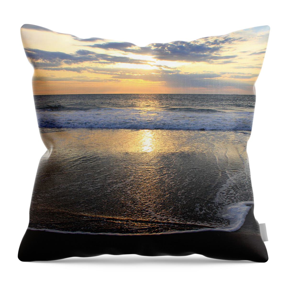 Ocean Throw Pillow featuring the photograph Sunrise on the Beach by Mary Haber