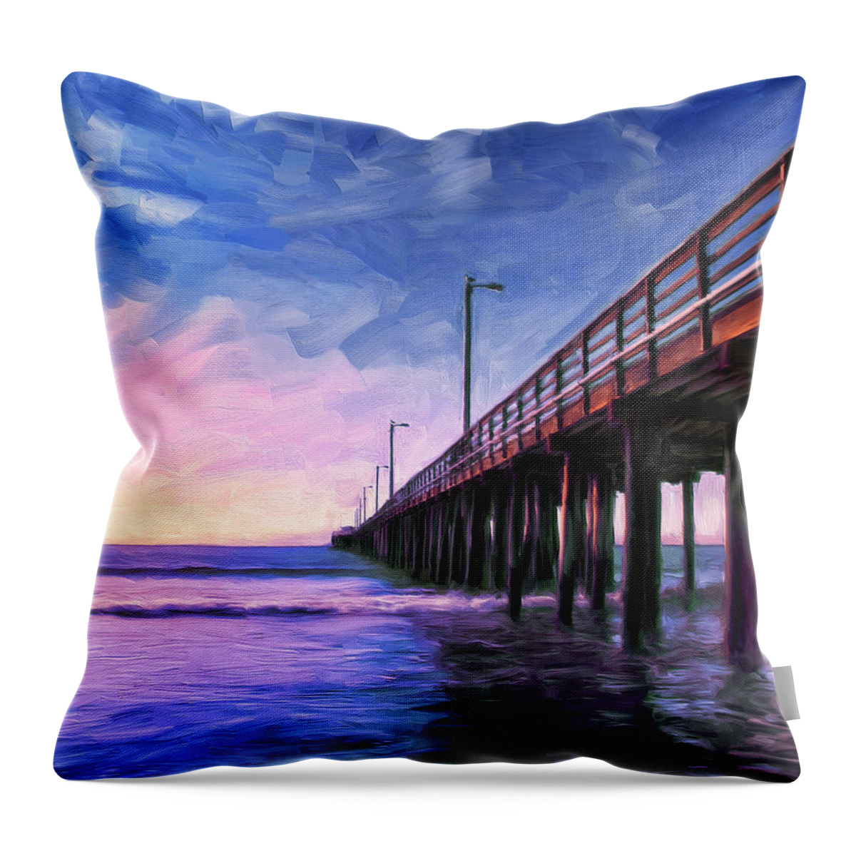 Sunset Throw Pillow featuring the painting Sunset at Avila Beach by Dominic Piperata