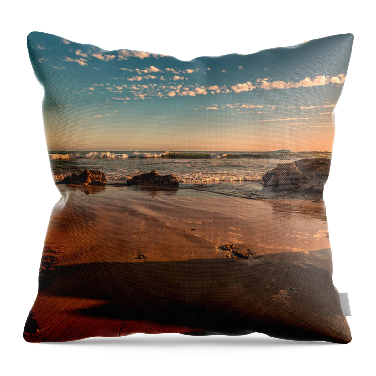 Crystal Cove Throw Pillow featuring the photograph Sunset at Crystal Cove 7 by Angela Stanton