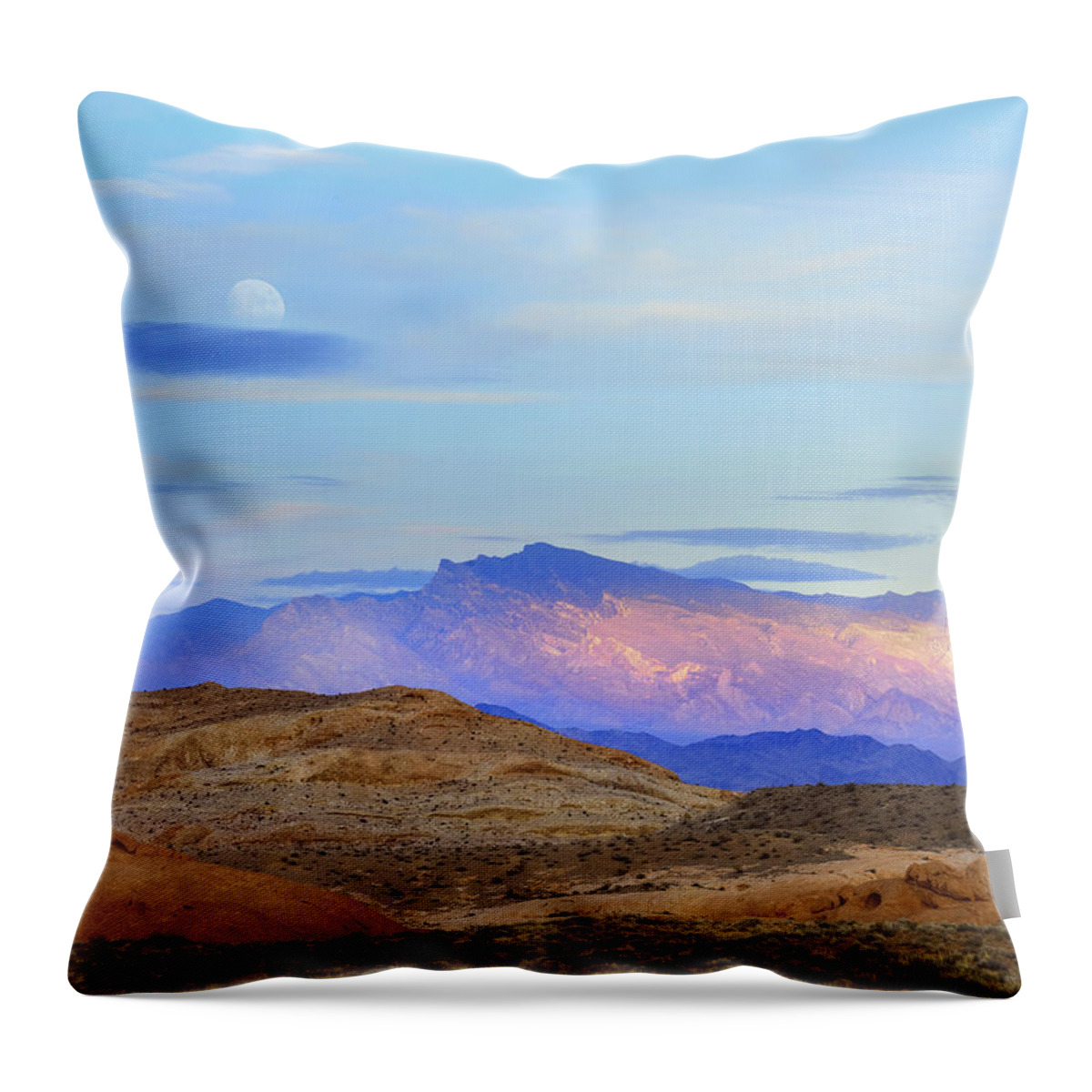 00175185 Throw Pillow featuring the photograph Sunset Lighting Up Mountains by Tim Fitzharris