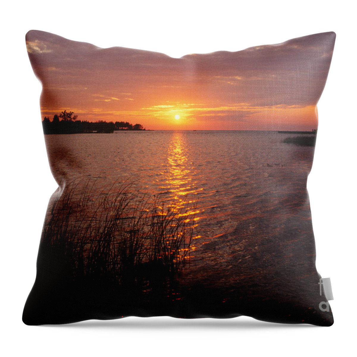 Bronstein Throw Pillow featuring the photograph Sunset on Eagle Harbor by Sandra Bronstein