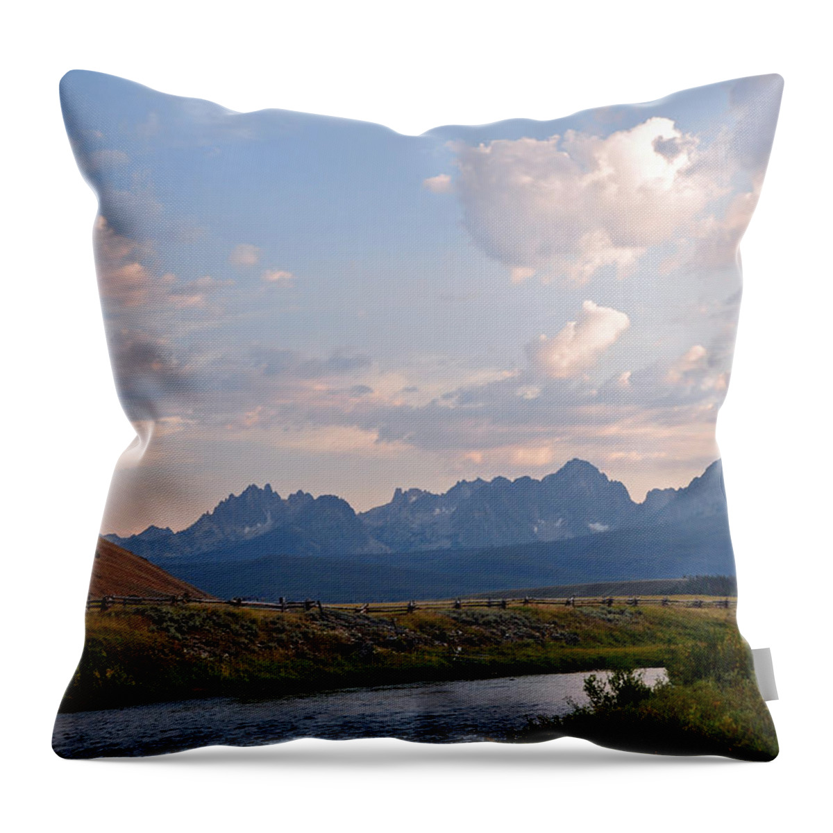 Landscape Throw Pillow featuring the photograph Sunset over the Salmon River by Victoria Porter