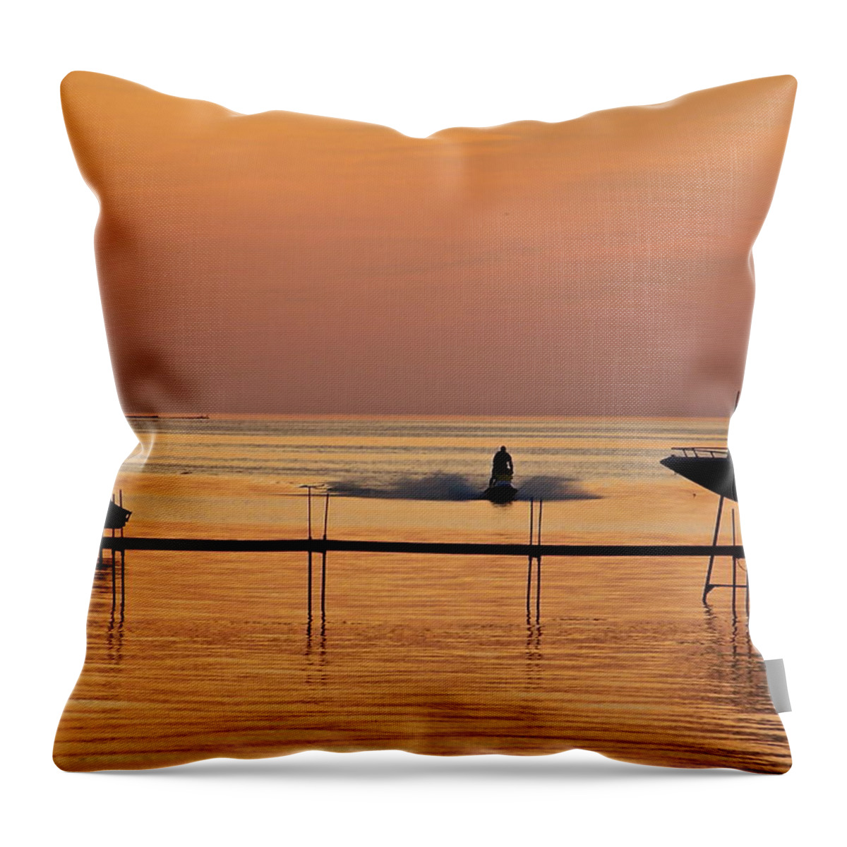 Sunset Throw Pillow featuring the photograph Sunset Ride by Eve Spring