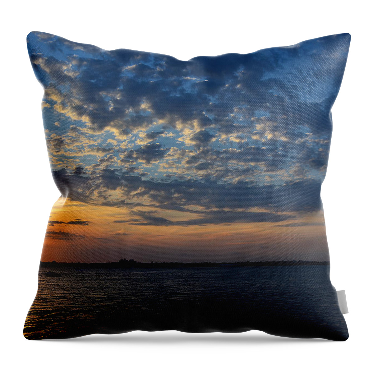 Rockaway Point Throw Pillow featuring the photograph Sunset Rockaway Point Pier by Maureen E Ritter
