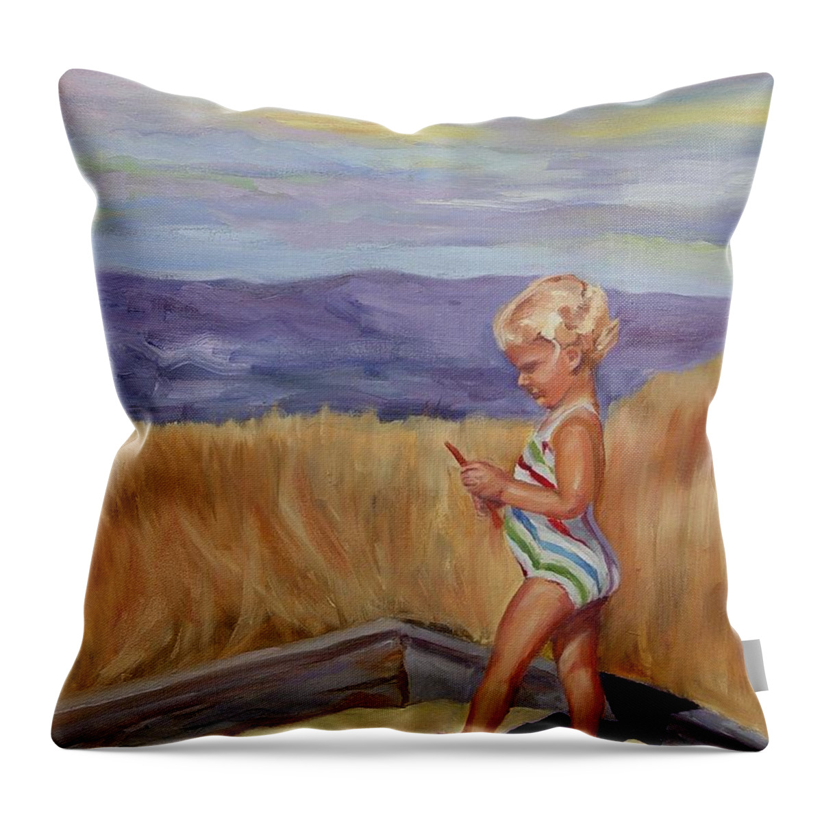 Landscape Throw Pillow featuring the painting Sunshine and Shadows by Carol Berning