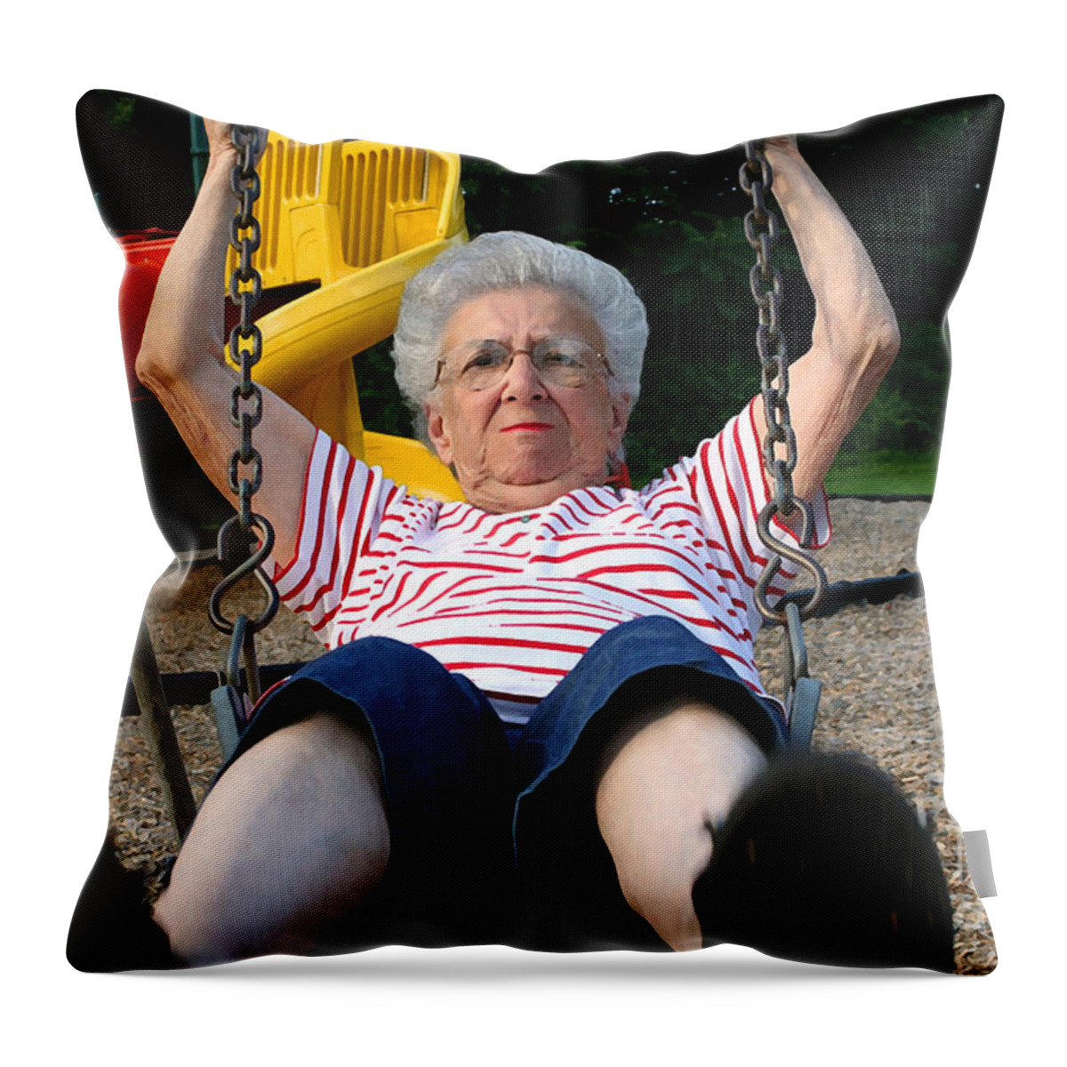 People Throw Pillow featuring the photograph Swinging Grandmother 11 by Susan Stevenson