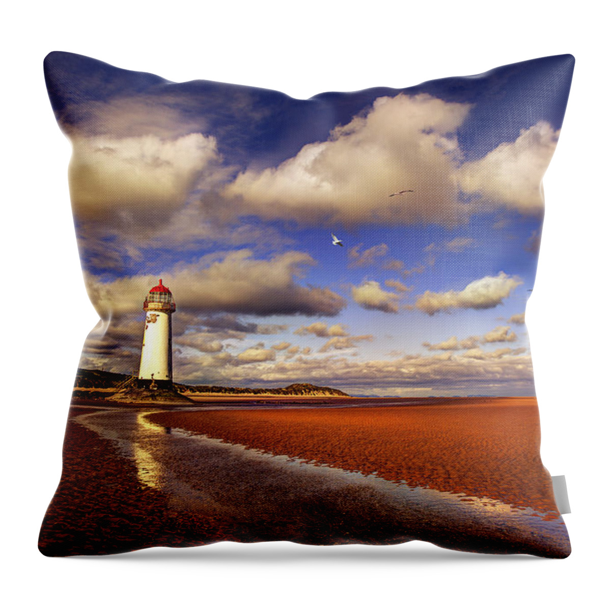 Lighthouse Throw Pillow featuring the photograph Talacre Lighthouse by Mal Bray