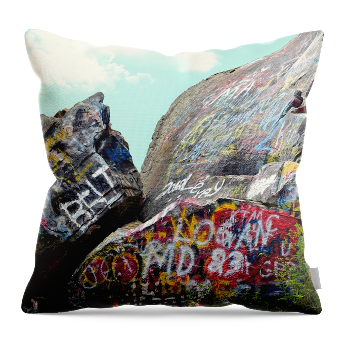 Nature Throw Pillow featuring the photograph Talking Rocks and Sky by Susan Leggett
