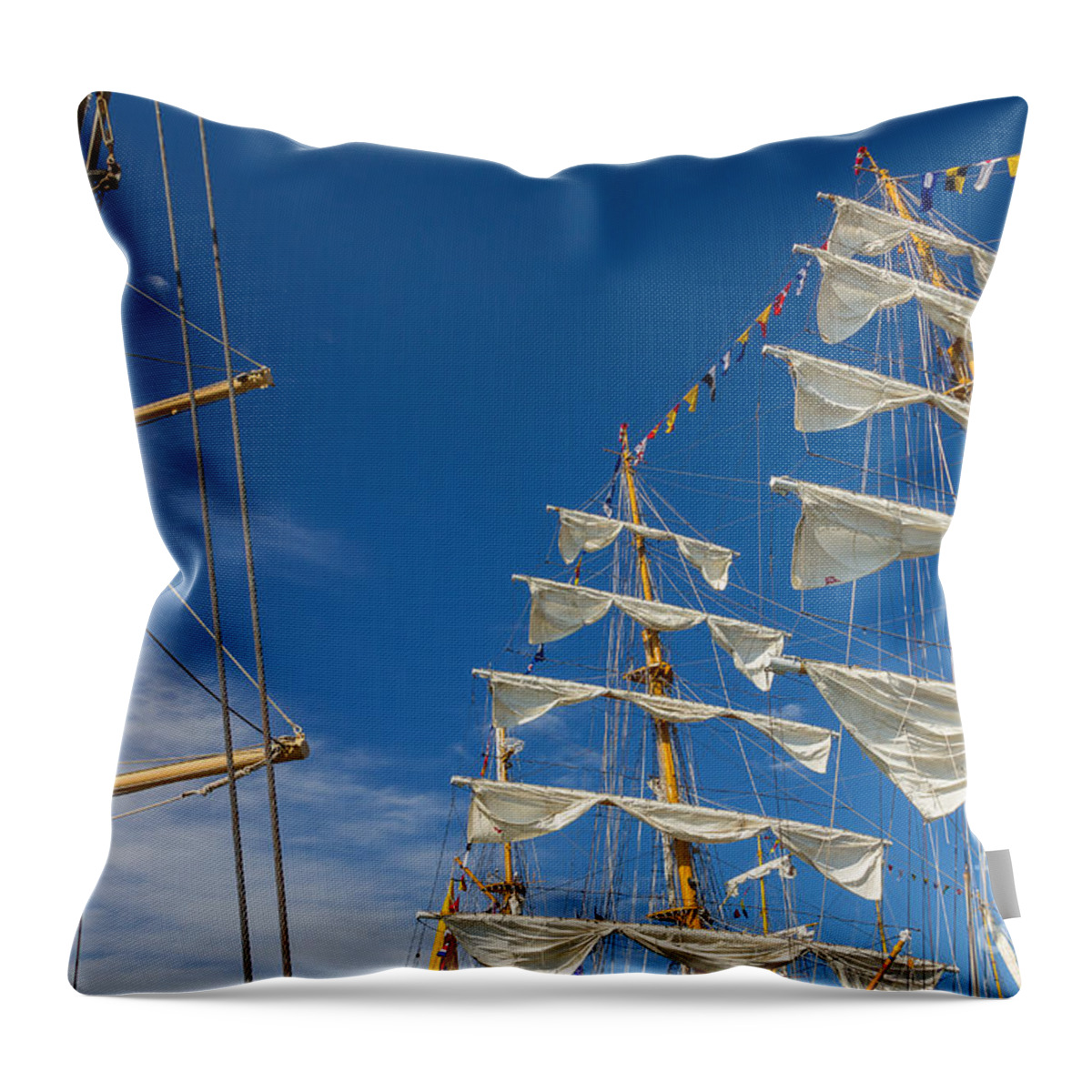 America Throw Pillow featuring the photograph Tall Ship Masts by Susan Cole Kelly
