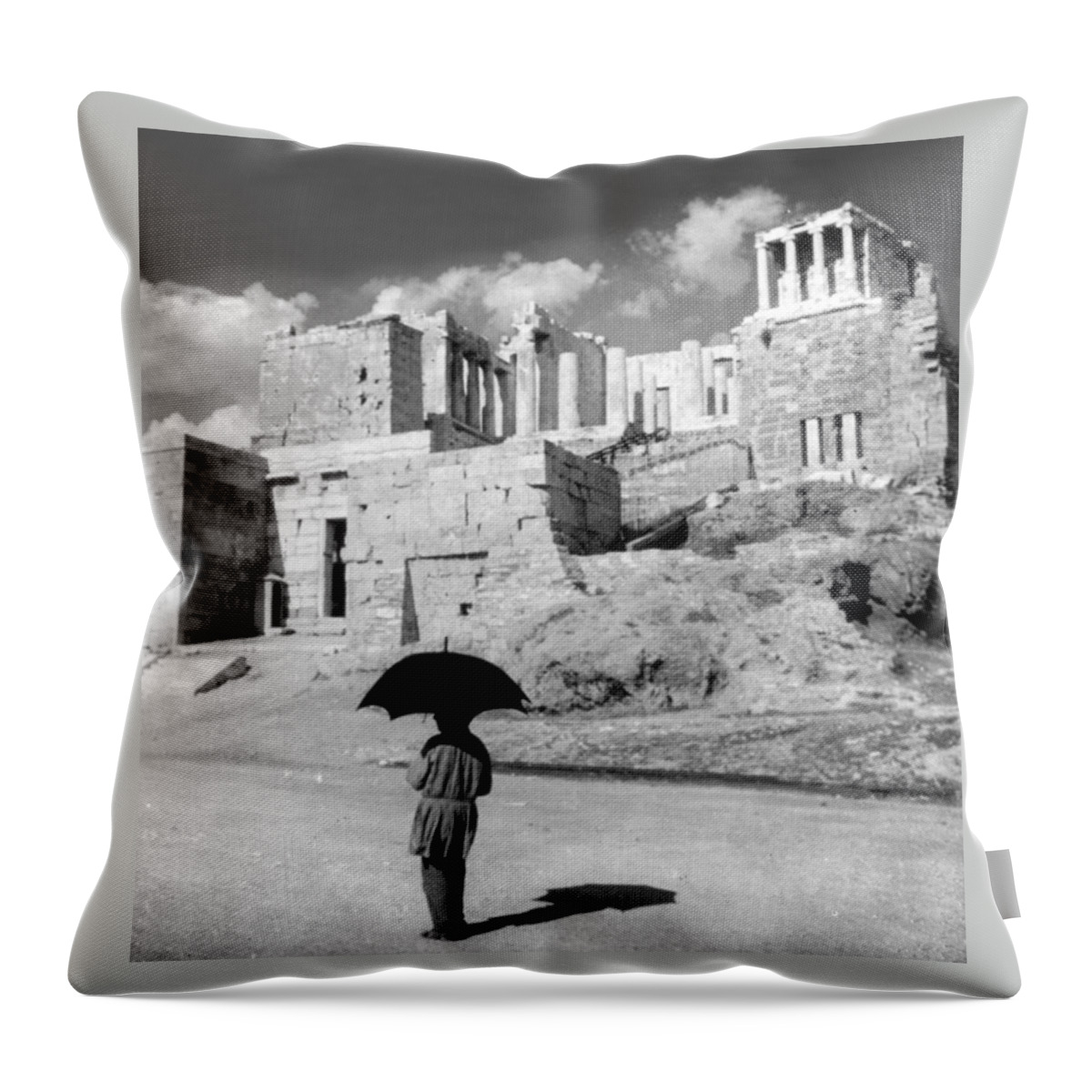 Athens Throw Pillow featuring the photograph The Acropolis in Athens - Greece by International Images
