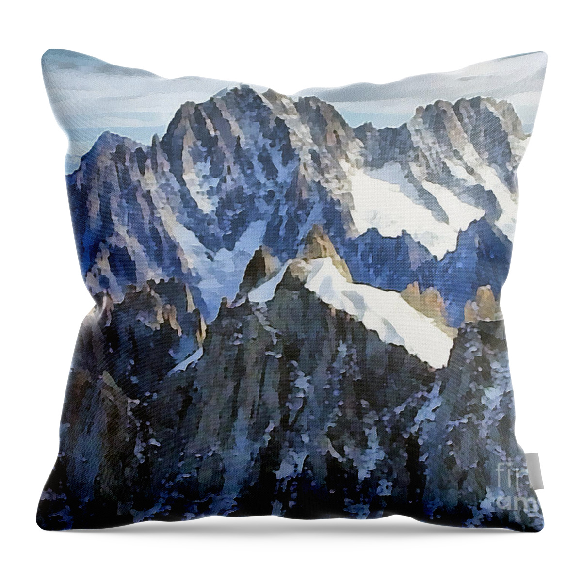 Illustration Throw Pillow featuring the painting The Alps by Odon Czintos
