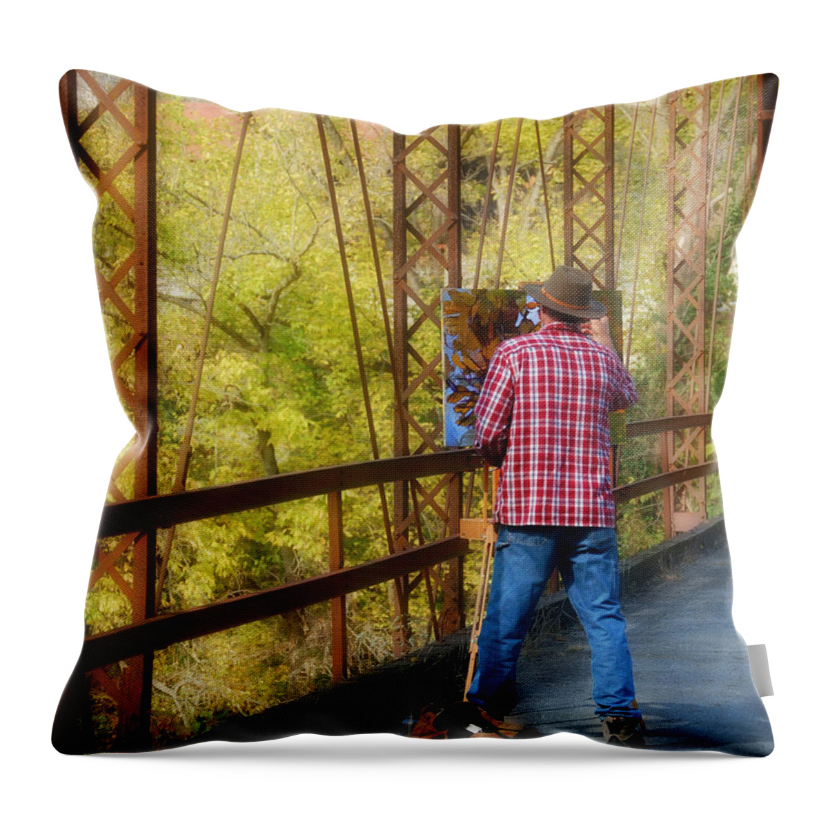 Landscape Throw Pillow featuring the photograph The Artist by Peggy Franz