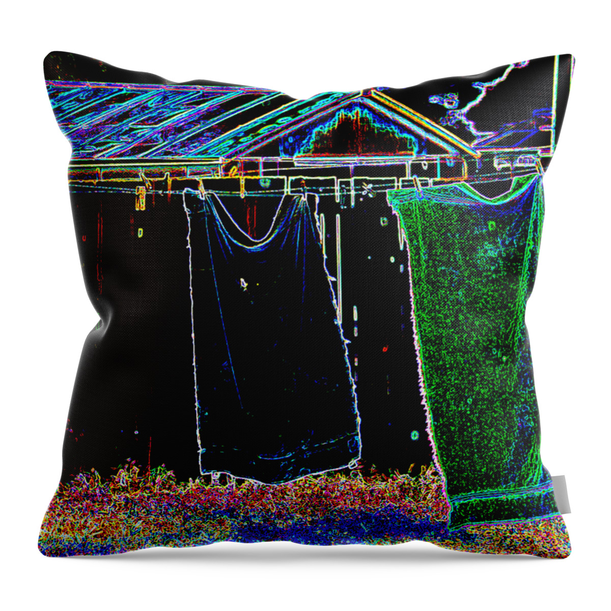 Towels Throw Pillow featuring the photograph The Back Yard by Charles Benavidez
