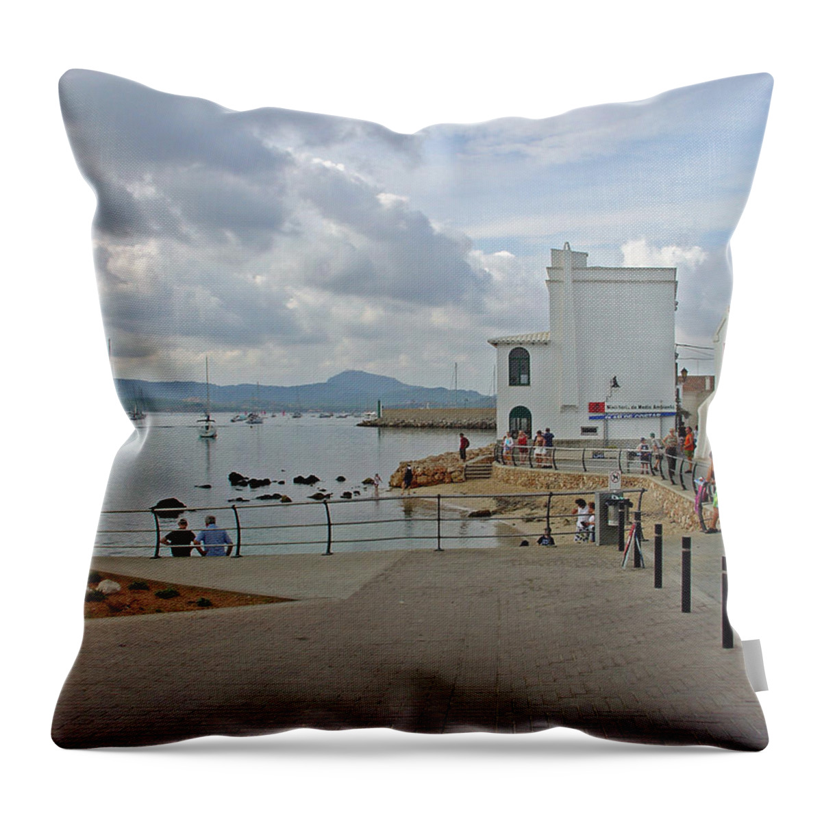 Europe Throw Pillow featuring the photograph The Bay at Fornells  by Rod Johnson