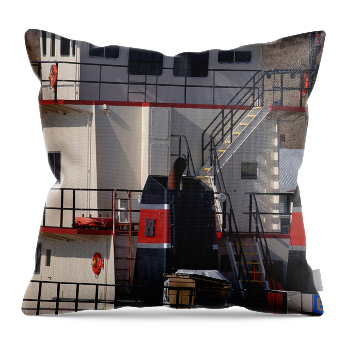 Pushboat Throw Pillow featuring the photograph The Bettendorf by Janice Adomeit
