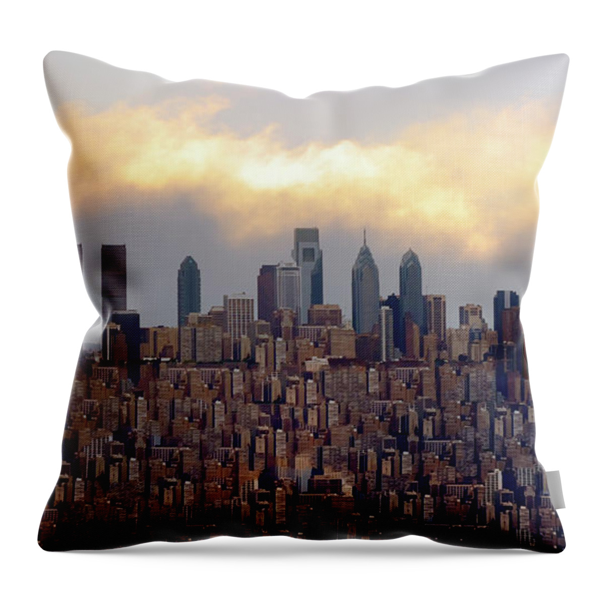 Philadelphia Throw Pillow featuring the photograph The Bigger City by Bill Cannon