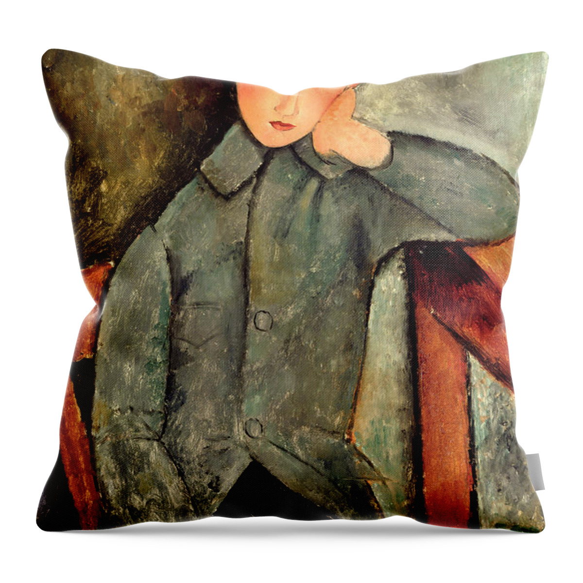 Male Throw Pillow featuring the painting The Boy by Amedeo Modigliani