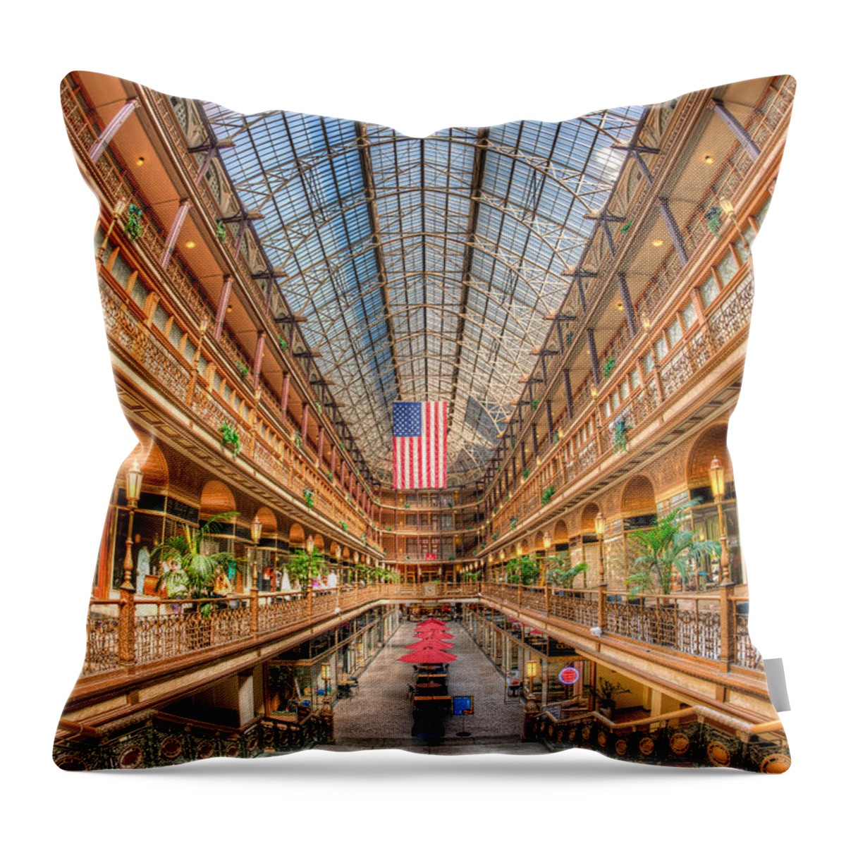 Clarence Holmes Throw Pillow featuring the photograph The Cleveland Arcade II by Clarence Holmes