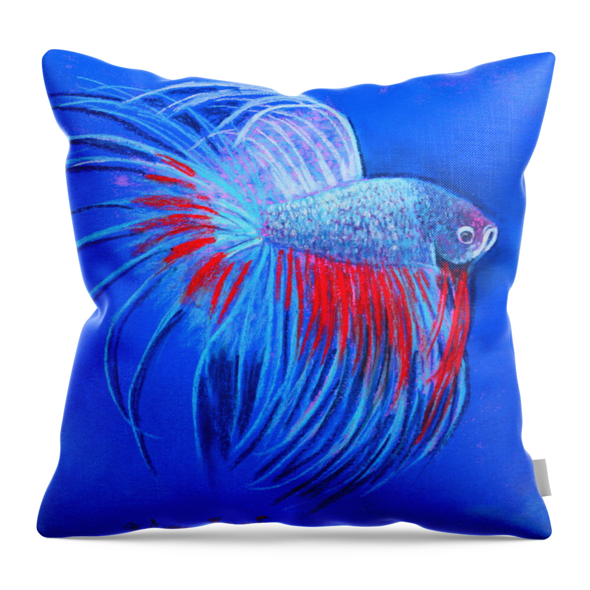 Fish Throw Pillow featuring the mixed media The Closeup by M Diane Bonaparte