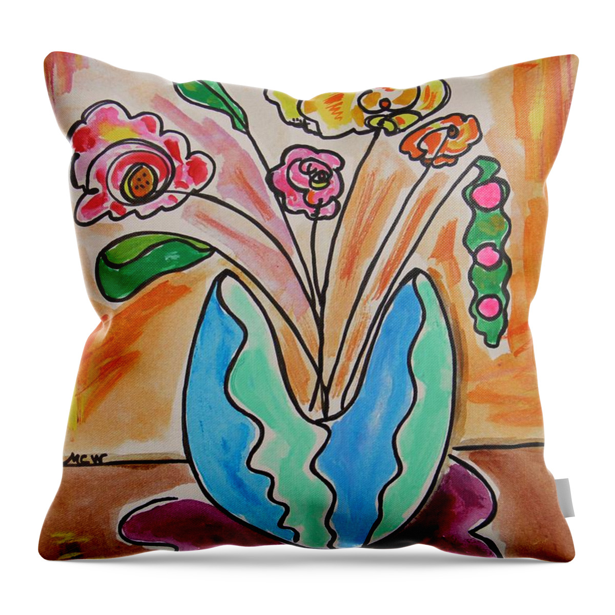 Ink Throw Pillow featuring the painting The Colors of Sherbert by Mary Carol Williams