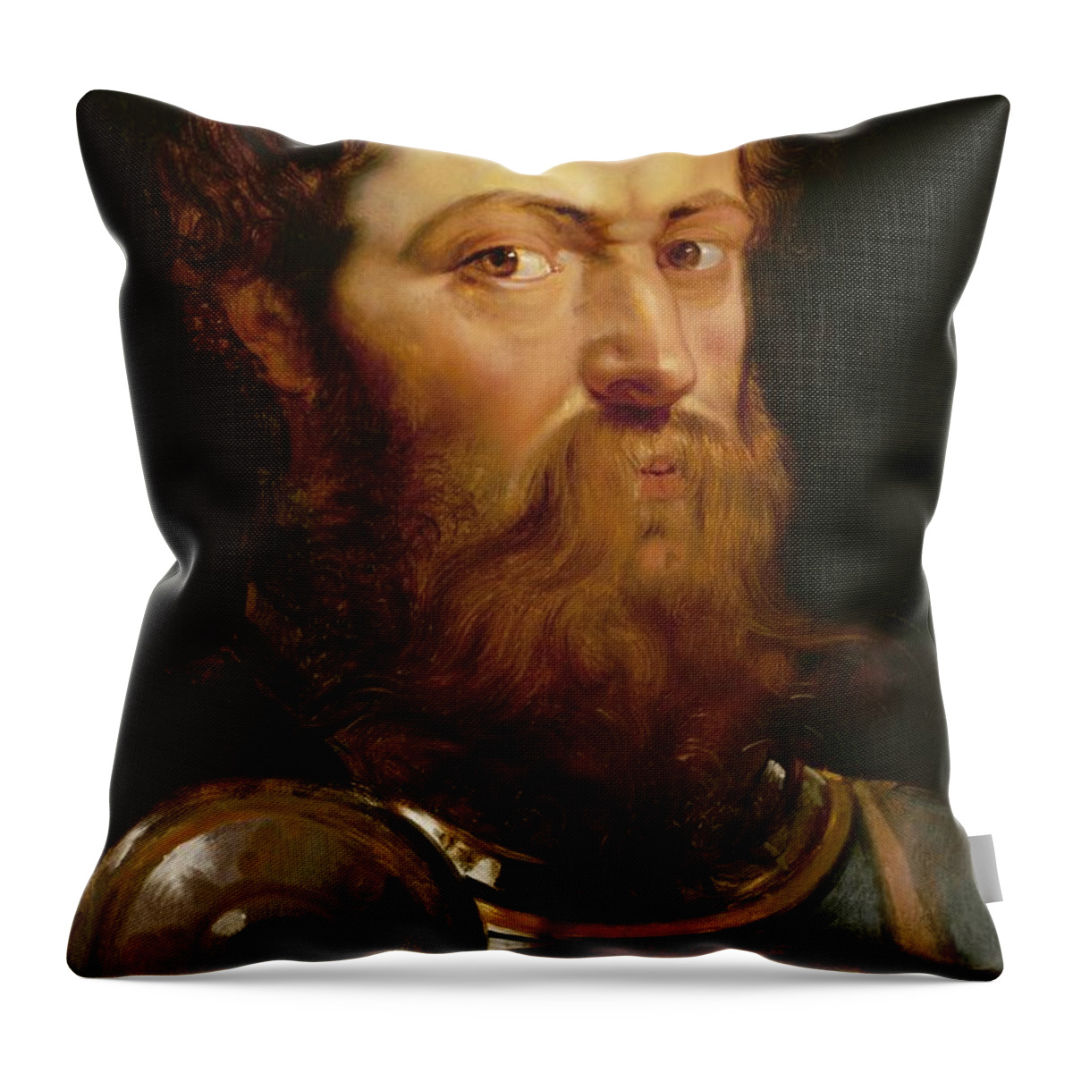 The Throw Pillow featuring the painting The Commander's Head by Peter Paul Rubens