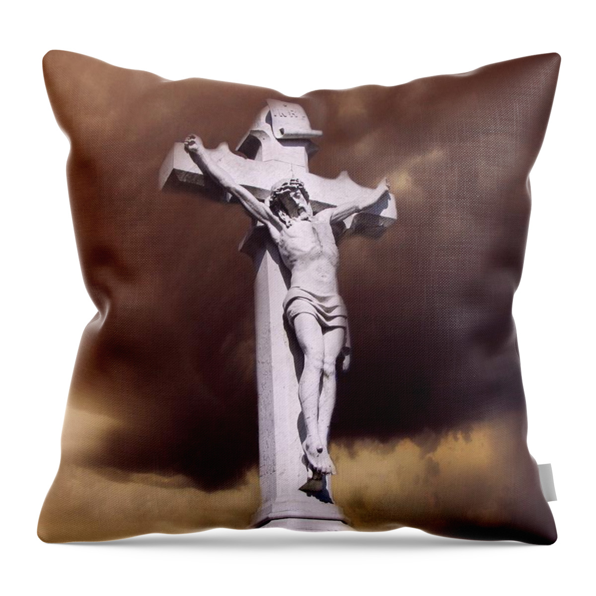 Crucifixion Throw Pillow featuring the photograph The Darkest Night by David Dehner