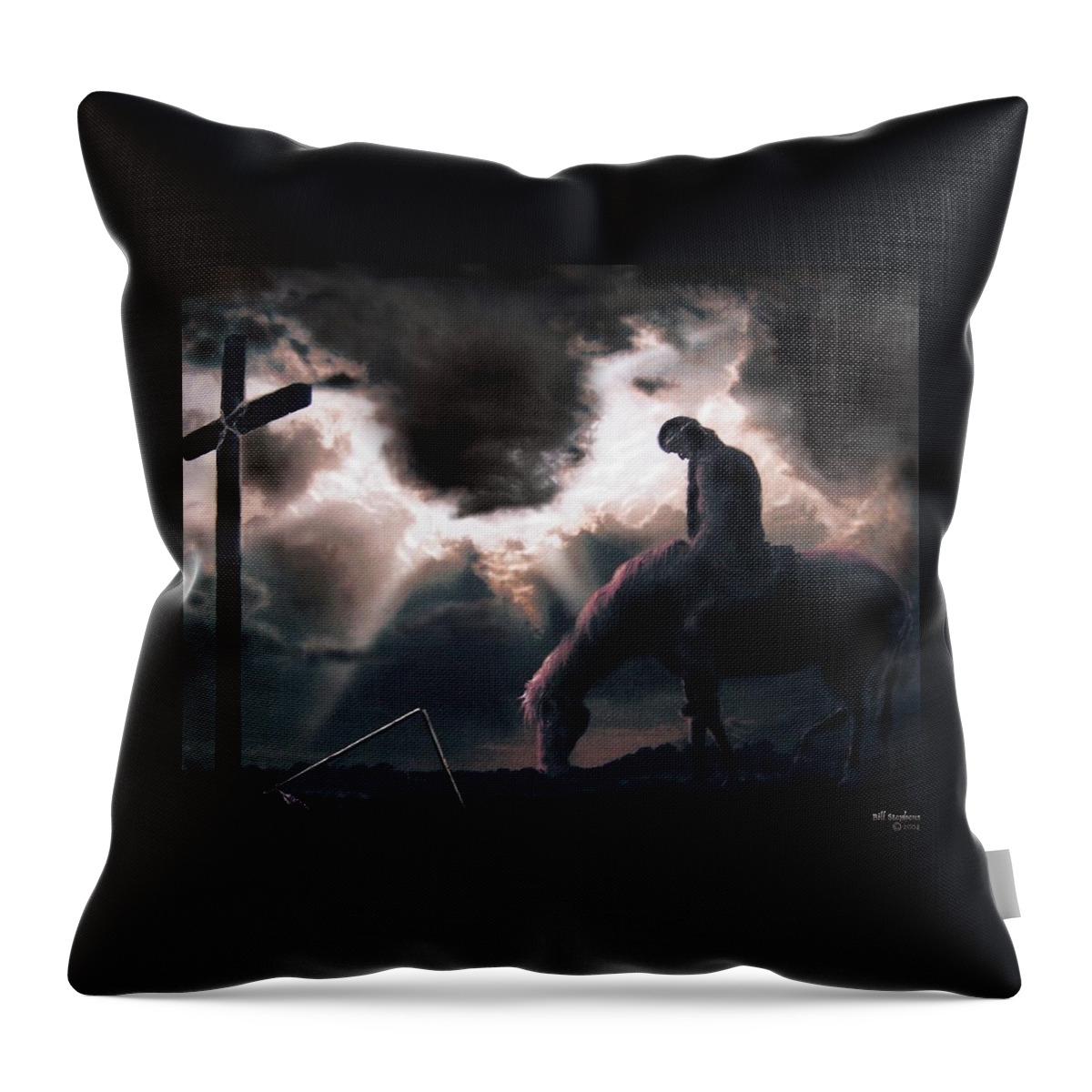 Horses Throw Pillow featuring the digital art The Final Battle by Bill Stephens