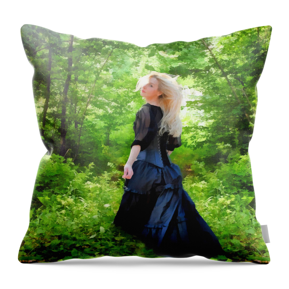 Goth Throw Pillow featuring the digital art The Forest Beckons by Nikki Marie Smith
