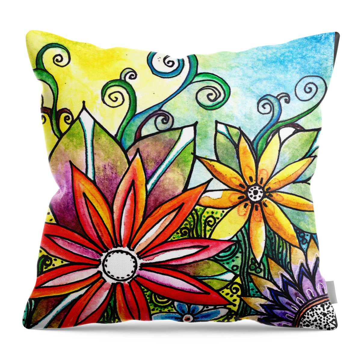 Flowers Throw Pillow featuring the painting The Garden by Robin Mead