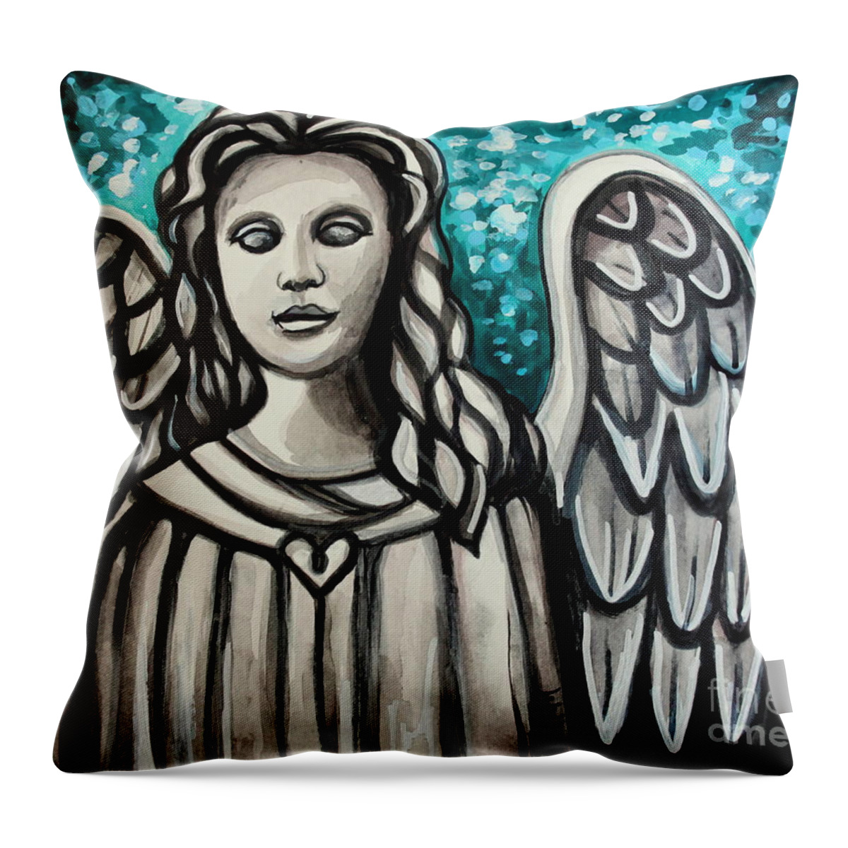 Angel Throw Pillow featuring the painting The Guardian Angel by Elizabeth Robinette Tyndall
