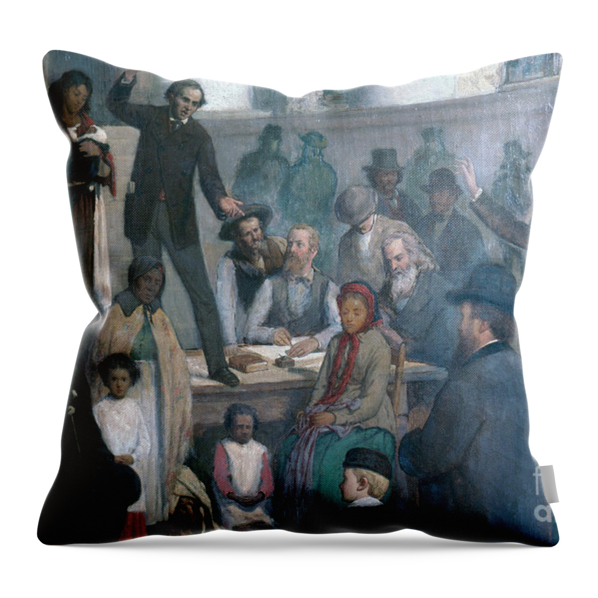 Painting Throw Pillow featuring the photograph The Last Slave Sale by Photo Researchers