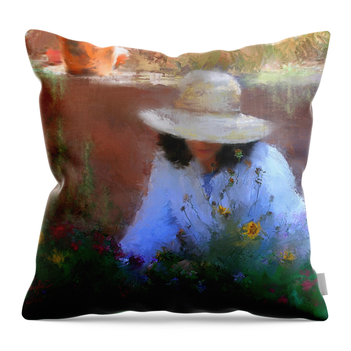 Flowers Throw Pillow featuring the painting The Light of the Garden by Colleen Taylor