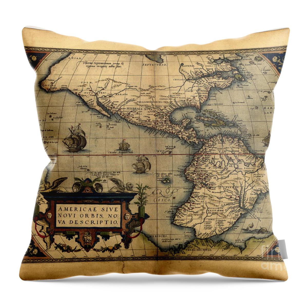 1500s Throw Pillow featuring the photograph The New World, 16th Century by Science Source