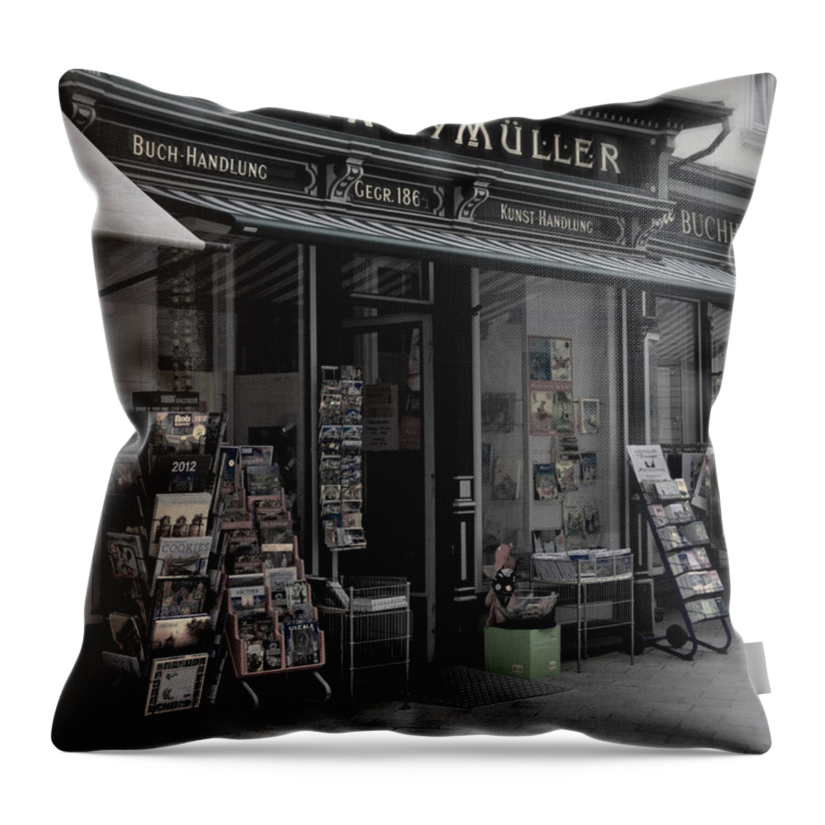 Zweymuller Throw Pillow featuring the photograph The Old Bookstore by Mary Machare