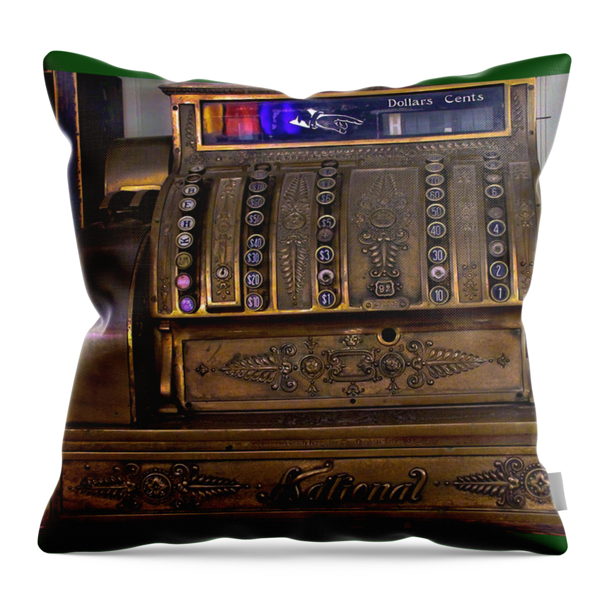 Copper Throw Pillow featuring the photograph The Old Copper Cash Machine by LeeAnn McLaneGoetz McLaneGoetzStudioLLCcom