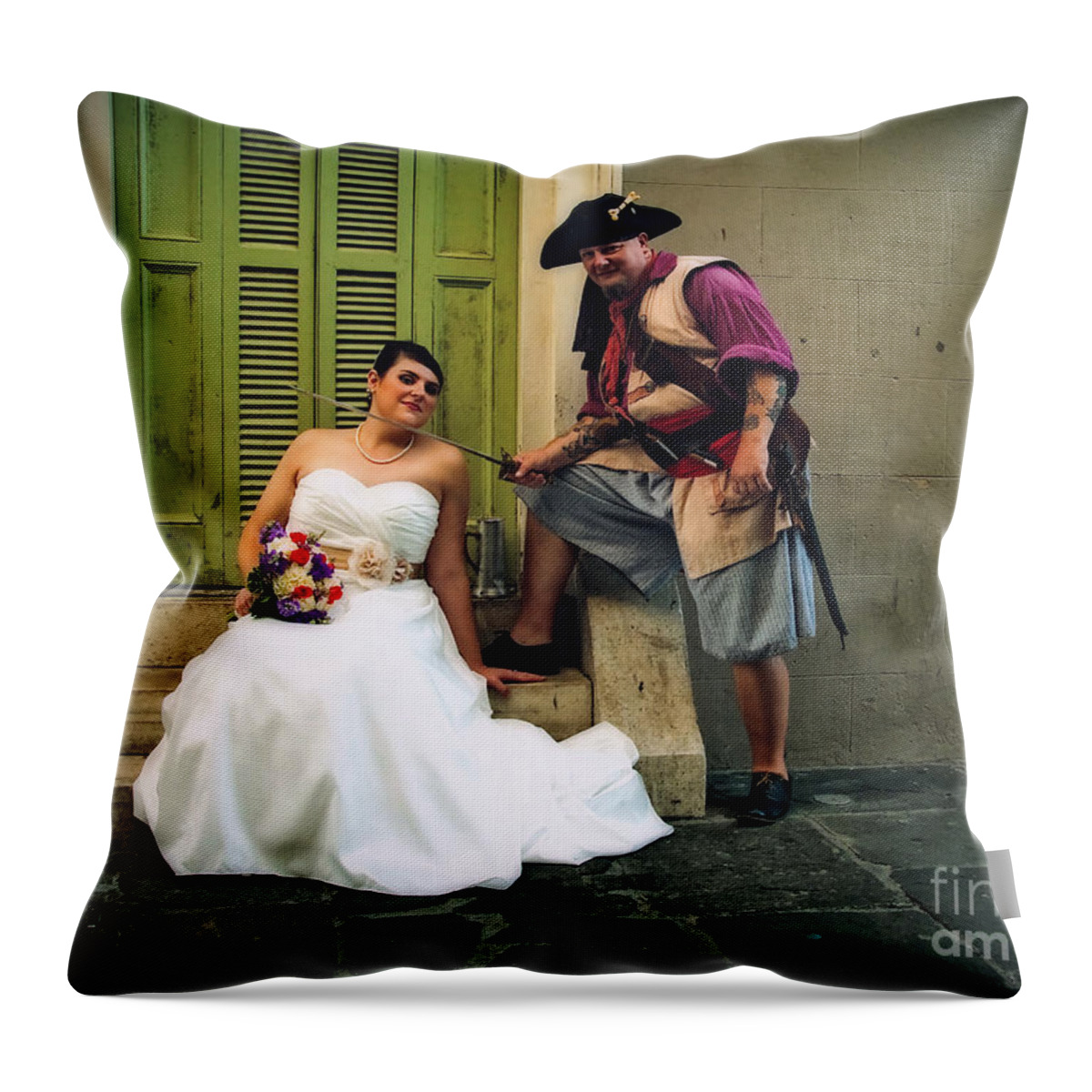 New Orleans Throw Pillow featuring the photograph The Pirate Takes A Bride by Kathleen K Parker