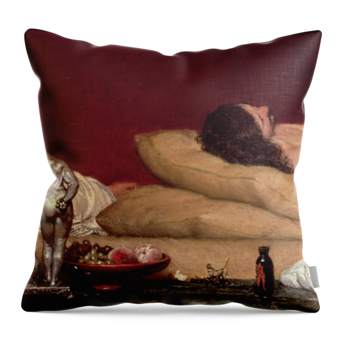 The Throw Pillow featuring the painting The Siesta by Lawrence Alma-Tadema