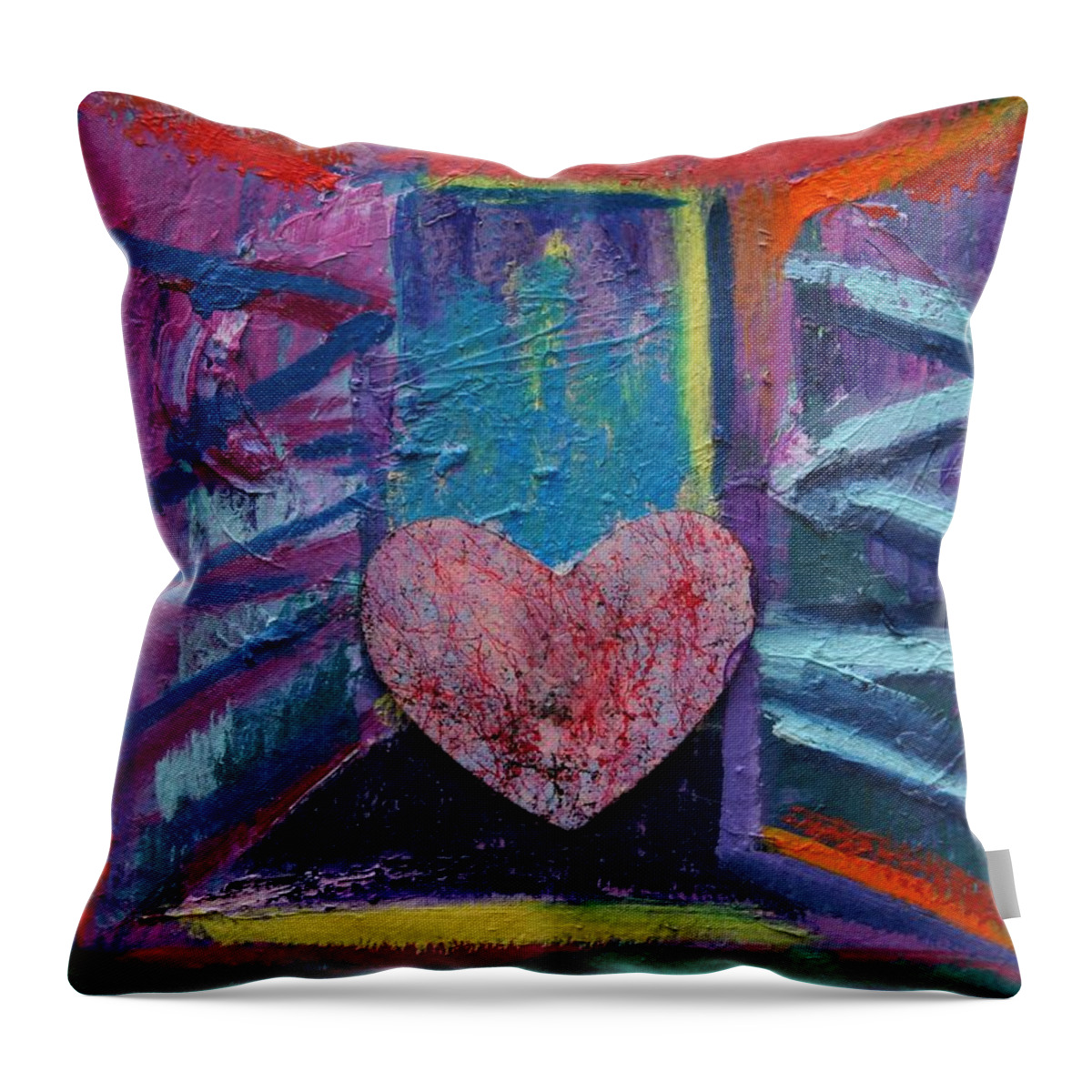 Abstract Throw Pillow featuring the painting This Heart wants Out by Karin Eisermann