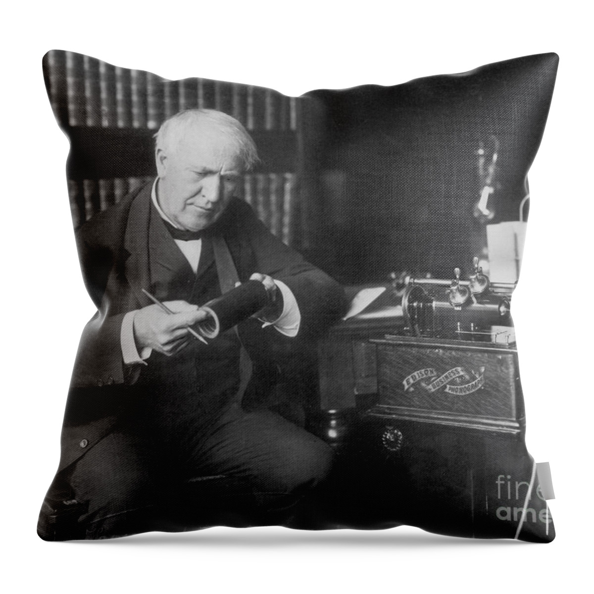 History Throw Pillow featuring the photograph Thomas Edison, American Inventor by Omikron