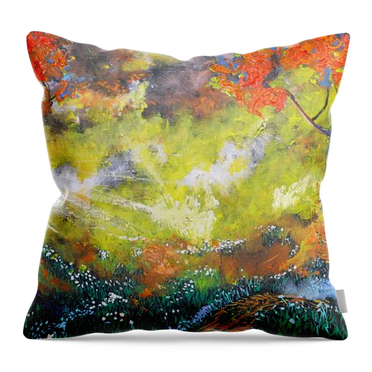 Morning Throw Pillow featuring the painting Through The Myst by Stefan Duncan