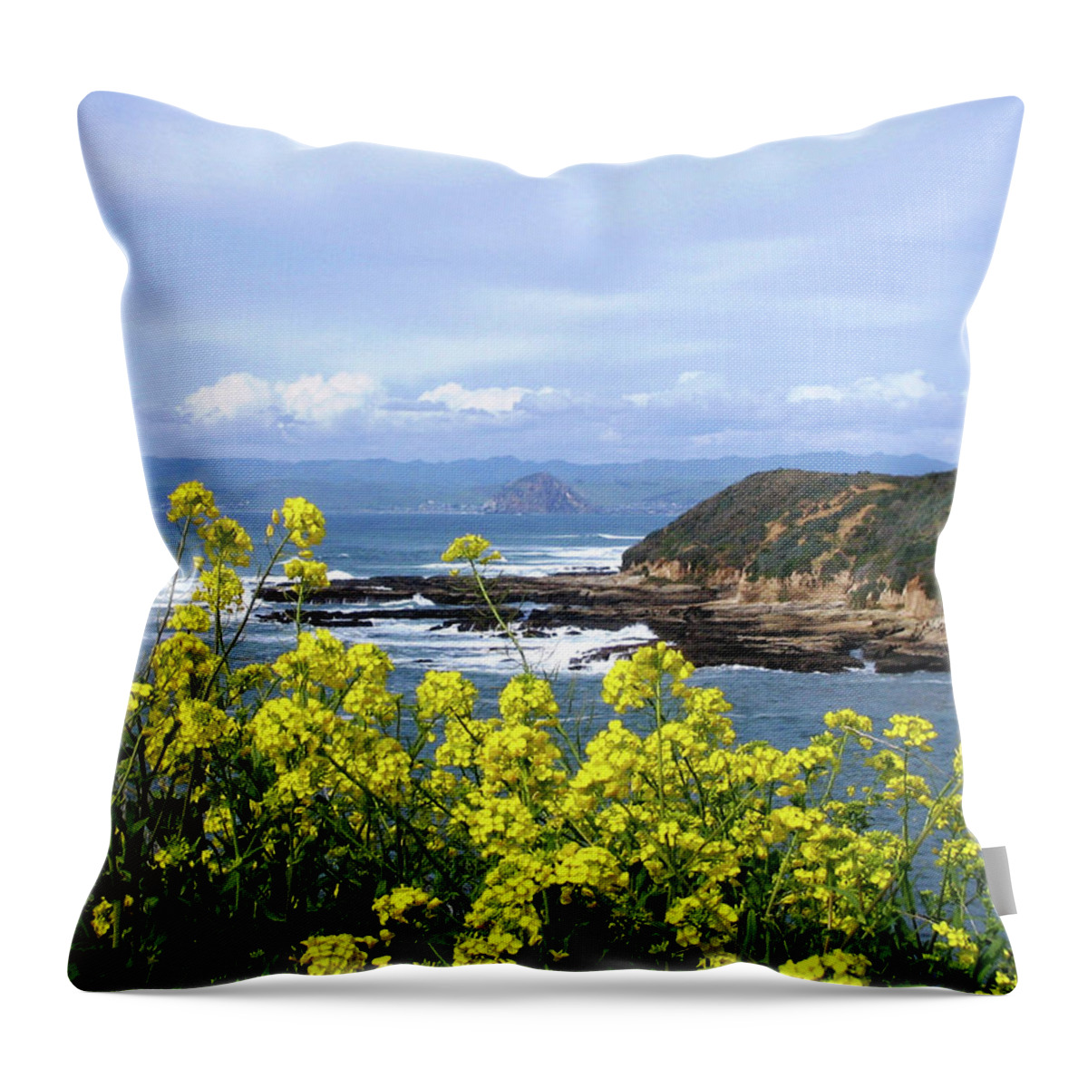 Landscape Throw Pillow featuring the photograph Through Yellow Flowers by Lorraine Devon Wilke