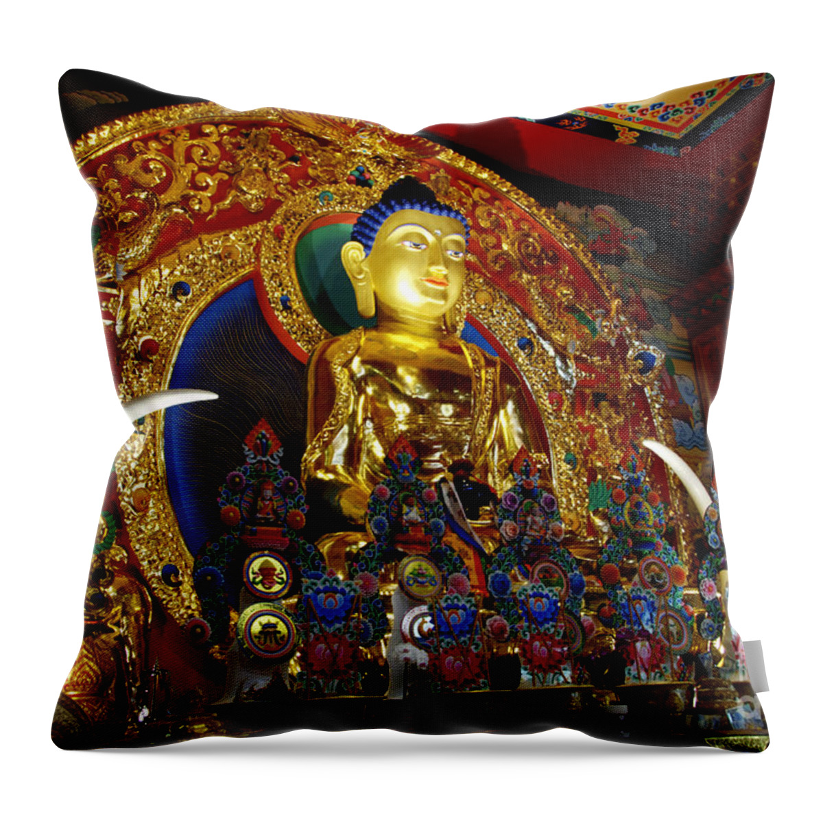  Buddha Throw Pillow featuring the photograph Tibetan Bhudda 4 by Bob Christopher