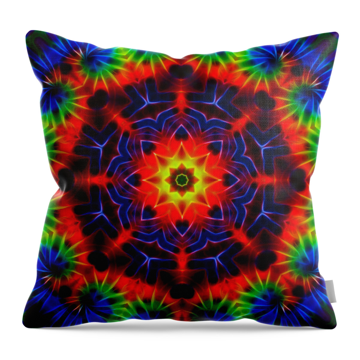 Kaleidoscope Throw Pillow featuring the digital art Tie Dye Kaleidoscope by Lynne Jenkins