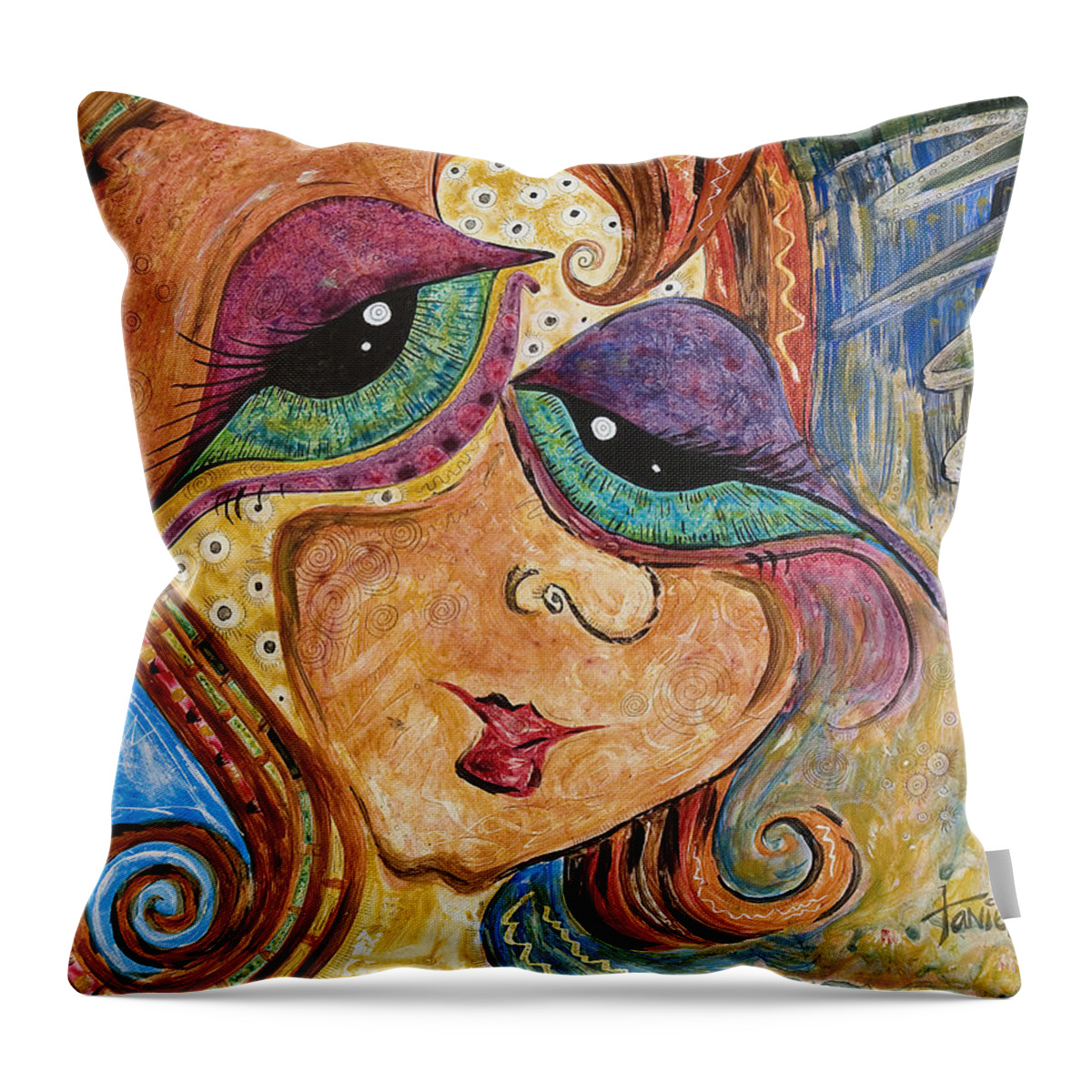 Self Portrait Throw Pillow featuring the painting Time Is Flying By by Tanielle Childers